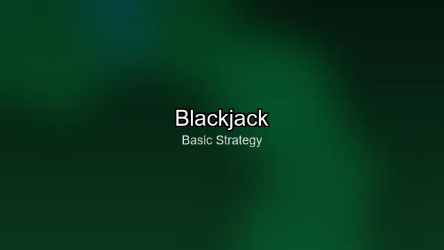 Blackjack basic strategy chart with cards and chips on green felt